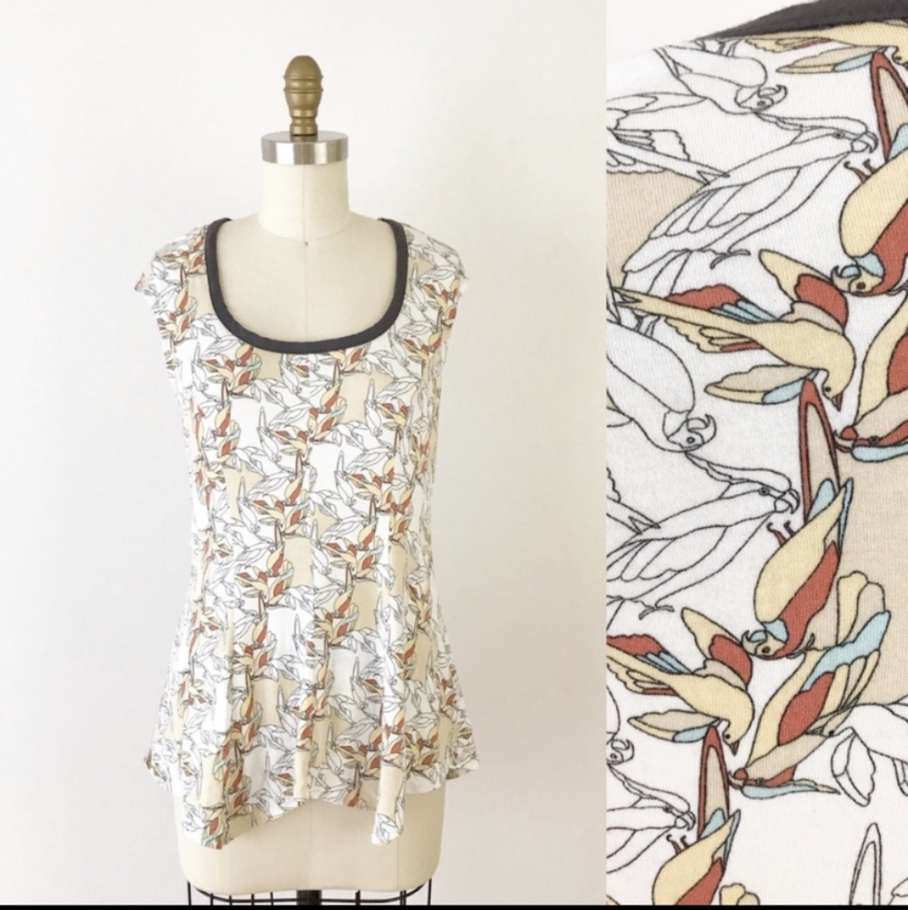 Anthropologie 🦜  Soft Tank Top Ruffle Hem